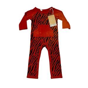 NWT Kyte Tiger Bamboo Longall Romper Size 3-6m